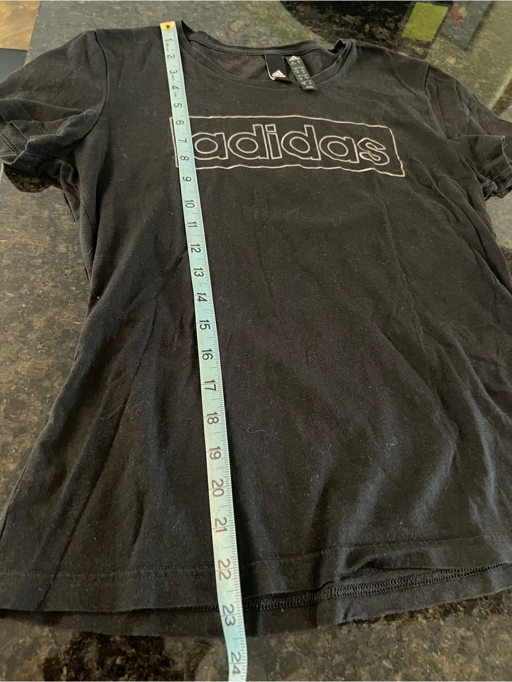 adidas Black Tee with Silver-Outlined Logo - Picture 9 of 9